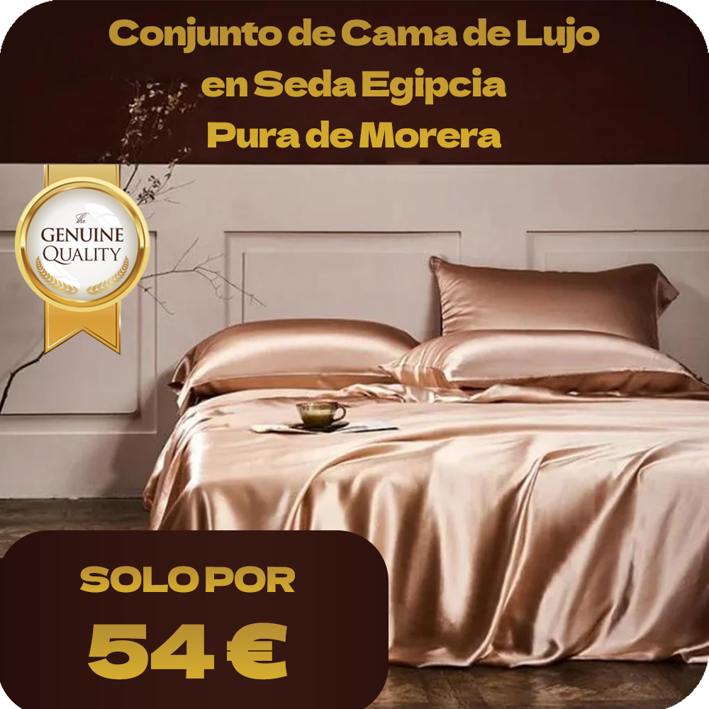 KIT 4 PIEZAS | CAMA LUJO DE SEDA EGIPCIA PURA DE MORERA