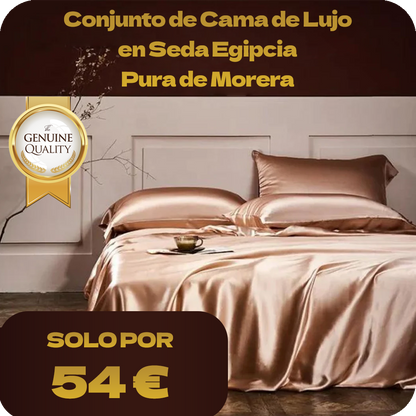 KIT 4 PIEZAS | CAMA LUJO DE SEDA EGIPCIA PURA DE MORERA